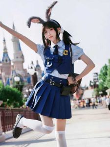 Adult Halloween Rabbit Police Officer Costume Set Judy Crazy Cosplay Uniform Dress for Theme Park Visits And Cosplay Events