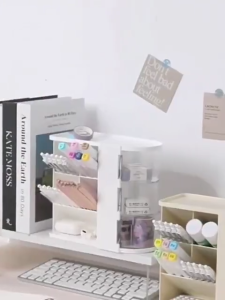 3-Layer Dustproof Desktop Storage Box Multi-Compartment Cosmetic Organizer Household Storage Rack