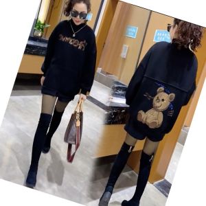 Pure Cotton Sweatshirt Womens Loose Fit Half High Collar Thin Spring Autumn Style Bf Lazy Top Coat Anti Aging Korean Version