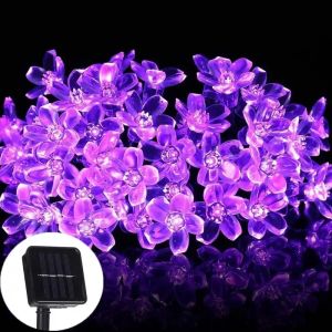 8 Modes Solar Cherry Sakura String Lights Wedding LED Lights for Outdoor Party Parterre Tent Street Garden Tree Fence Decoration