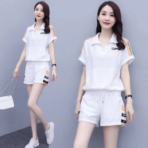 Casual Loose Women's Summer Fashion Set: Short Sleeve Running Sportswear & Two-Piece Outfit