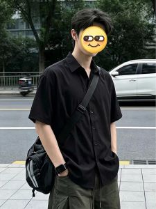 LIUBU | Black Loose Comfort Mens Summer Shirt