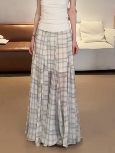 MANMI | Elegant and Youthful Plaid Design High Waist Slim Fit Mid-Skirt