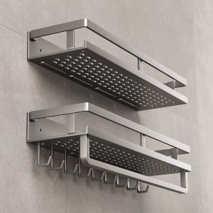 ตู้เสื้อผ้าผู้ชายแบบติดผนัง 2 ชั้น ทำจากเหล็กคาร์บอน ไม่ต้องเจาะ สำหรับห้องน้ำ ห้องน้ำ ห้องอาบน้ำ ที่วางน้ำยาล้างตัว