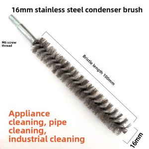 Stainless Steel Wire Brush Condenser Copper Tube Cleaning Brush Enhanced Rust Removal Long Steel Wire Brush round Hole Brush