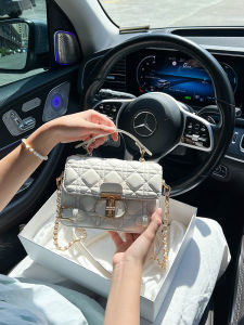 SKTSTY 2024 Autumn New Womens Handbag Chain Diamond Pattern Box Shape Soft Leather Fashionable Small Square Size Pure Color