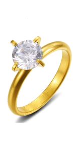 แฟชั่น OYJR แหวนเพชร สำหรับผู้หญิง - ไม่ลอกสำหรับผู้หญิง แหวนสแตนเลส