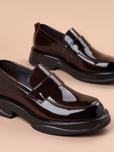 Loafer Leather Shoes Slip-On Thick Sole Business Casual Bean Bean Style