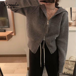 Áo Len Cardigan Dệt Kim Có Mũ Trùm Đầu Cho Nữ Mùa Xuân Thu 2025 Thiết Kế Mới Áo Khoác Ngoài Thường Ngày Thường Ngày