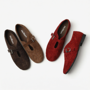 MIOLLIBARN | Soft Suede Leather Woven Mary Jane Shoes