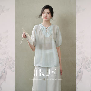 JK&JS | Elegant Sweet Style Womens Silk Blend Shirt Summer Top JKJS LanZhiQi Fashionable Lightweight Age-Defying Breathable Blouse