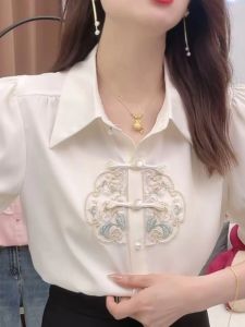 QIAOXIZI | Youthful Slimming Short Sleeve Blouse for Middle-aged Women