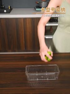 Refrigerator Storage Box Stackable Transparent Fridge Food Organizer Hollow Handles 冰箱 收納箱 大容量