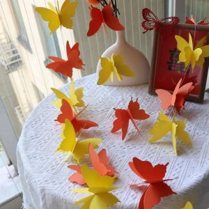1Set Butterfly Paper Flower 3D Three-dimensional Ribbon Gradient Colorful Butterfly Paper String Piece Birthday Party Decoration