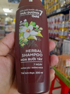 Chai 200ml dầu gội dược liệu Thái Dương 7 gold Hoa bưởi Tây