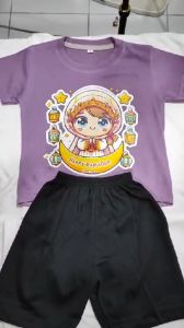 Baju Kaos Setelan Distro Anak Perempuan Karakter Cewek Muslim Edisi Ramadan Lebaran 1 - 10 Tahun