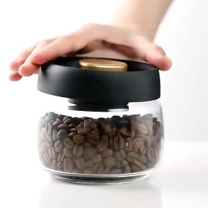MU.HOME 500/900/1200ml Sealed Jar ถังเก็บสูญญากาศเมล็ดกาแฟ กล่องปิดผนึกแก้วเกรดอาหาร ถังเก็บชาความจุสูง ถังเก็บแก้ว