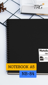 TRG Black Kraft Cover Spiral Charcoal Notebook A5 NB-84 - Buku Tulis Catatan A5 Bookpaper Motif Ruled Dotted Grid Plain TRG