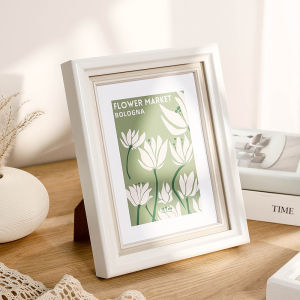 Elegant French Style Picture Frame 8 Inch Photo Mounted on Canvas Wall Hanging Desk Top Display Simple Modern Resin Frame