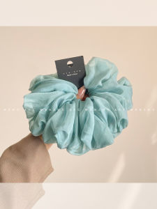 WENZHU | Blue Pearl Light Gauze Large Scrunchie Hair Accessory