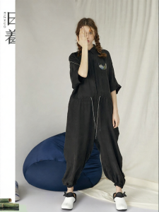 Fashion Acetate Black Jumpsuit Slim Fit
