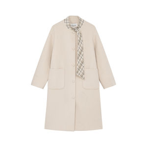 Check Pattern Splicing Turn-Down Collar Spring Thick Coat