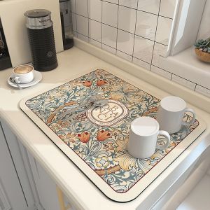 Hoyaa Christmas Table Mat Quick Dry Dish Drying Mat Placemat Coaster Diatomite Absorbent  Drain Mat Xmas Decor