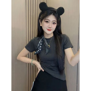 Áo Thun Nữ Tay Ngắn Cổ Tròn Ôm Vừa Vặn Thời Trang Đầu Thu Mới Về Thiết Kế Thanh Lịch Áo Thun Nữ Thời Trang