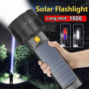 Powerful LED Flashlight With COB Side Light Lantern USB Rechargeable Solar Powered Handheld Torch For Outdoor Camping Fishing