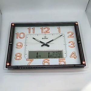 Wall Clock Modern Creative Square HD LCD Calendar 3D Digital Luminous Night Light Jam Dinding