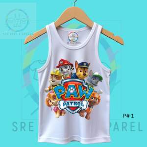 "White Sando for Kids – Cute & Cool P*a*w P*a*t*r*o*l Print | Premium Cotton Fabric Tank Top"