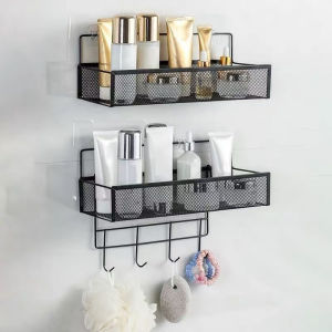 1Pc便携式 Hanging Wall-Mounted Storage Rack No-Drilling Bathroom Onion Garlic Seasoning Organizer Kitchen Storage Basket