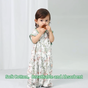 【Gift Box】Einmilk Comfy Cotton Sleeveless Baby Sleeping Bag with Zipper 100% Cotton Muslin Breathable & Comfortable 0-3 Years