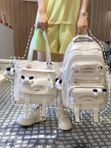 Large Capacity Childrens Backpack Set for Girls Primary And High School Students Double Shoulder Bag with Padded Back Support