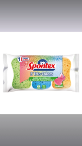 Spontex Trio Colors Scrub Sponge 3 Piece Set Dual Sided Dishwashing Kitchen Cleaning Tool