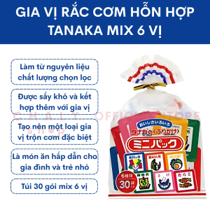 Gia vị rắc cơm hỗn hợp Tanaka mix 6 vị 60g (2gx30 gói) Nhật Bản