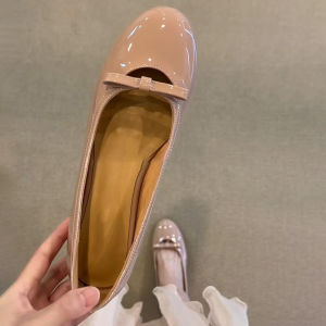 FANGXI | Sheepskin French Bow Hidden Wedge Shallow Mouth Slip-on Womens Flats