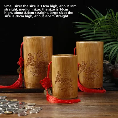 Retro Small Size Bamboo Bamboo Pipe Coin Bank Can Be Saved Money Box Large Capacity Creative Piggy Bank Boys and Girls