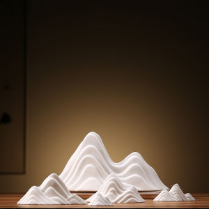 White Porcelain Rockery Small Ornaments Creative Micro Landscape Landscape Ceramic Living Room Entrance Chinese Style Decorations Furnishings
