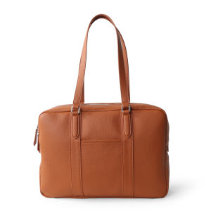 Business Casual Leather Briefcase Soft Cowhide Multi-Function Commuting Traveling Laptop Bag Simple Style Office Easy Match