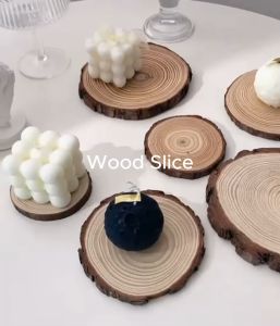 Natural Pine Wood Slice For DIY Craft Unfinished Wood Piece Candle Base Wood Coaster Round Shape Wooden 天然木片