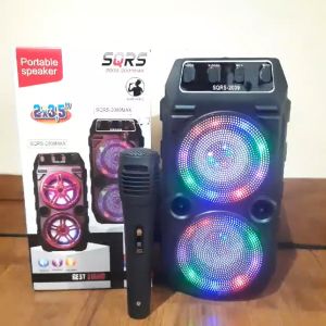Speaker Bluetooth SQRS-2009 Warna Dark Grey dengan Mic Karaoke & Lampu LED Multicolor