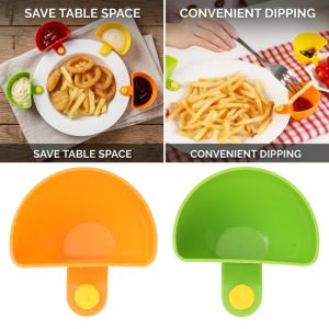4Pcs Multi-purpose Innovative Kitchen Clip-On Bow Plate Seasoning Dish and Multi-Purpose Salad Dressing Container Sauce Dish Clips