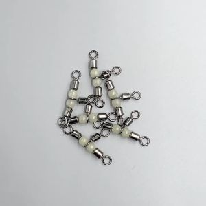 5pcs Stainless Steel T-Turn 3 Way Fishing Connector Rolling Swivel Luminous Beads Fishing Tackle