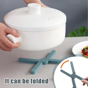 3PCS Heat-Resistant Foldable Silicone TrivetsFolding Trivet for Hot Pots and PansNon-SlipSpace-SavingEasy to Clean