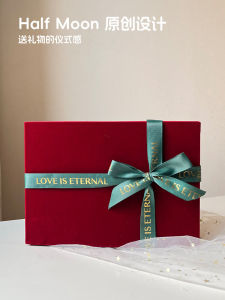 Hộp Quà Lấp Lánh Màu Đỏ Half Moon Bằng Vải Nhung Sang Trọng Hộp Đựng Đồ Trống Hộp Đựng Quà Tặng Ngày Lễ Tình Nhân