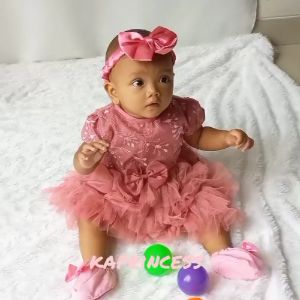 Dusty Pink Dress Bayi Perempuan 6-12 Bulan GRATIS PITA: Gaun Tutu Anak Cewek Import Acara Pesta Ulang Tahun Kondangan Baju Anak 1 Tahun Terlaris 2023 Warna Pink Dusty Color Bahan Tile Tulle KA110