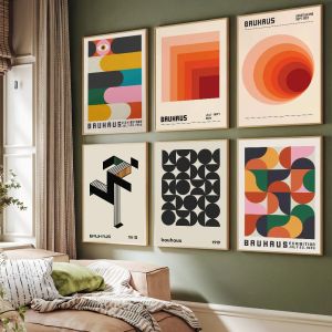 Bauhaus Geometric Wall Art HD Canvas Print Poster Suitable for Home Living Room Decoration Bar Cafe Hanging Painting