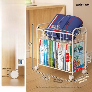 Mobile under Desk Storage Rack Office Desk Book Bag Simple Home Bookshelf Easy Installation Carbon Steel Universal Space Saver