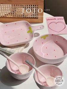 Bát Đựng Súp Bằng Gốm Sứ Hình Quả Dâu Tây JOJOS L. PD.bit.ins Phong Cách Dùng Tại Nhà Có Tay Cầm Bát Đựng Súp Dùng Tại Nhà